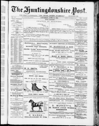 cover page of Hunts Post published on June 18, 1898