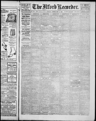 cover page of Ilford Recorder published on February 2, 1917