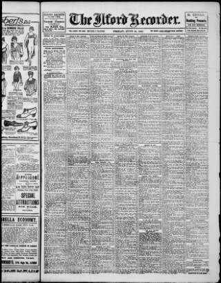 cover page of Ilford Recorder published on June 21, 1918
