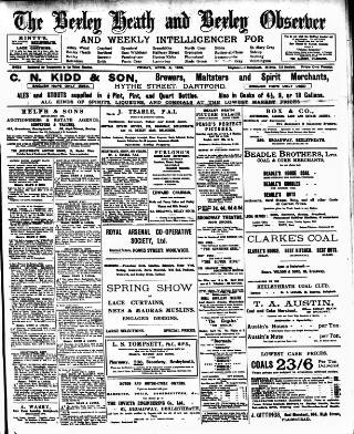 cover page of Bexley Heath and Bexley Observer published on April 4, 1913