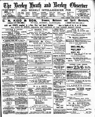 cover page of Bexley Heath and Bexley Observer published on May 2, 1913