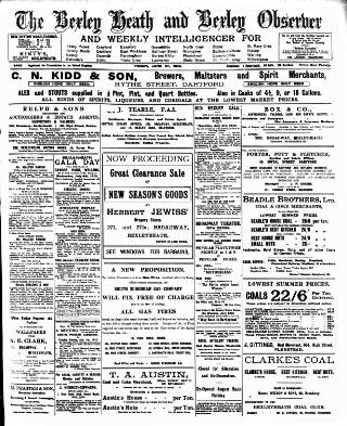 cover page of Bexley Heath and Bexley Observer published on June 27, 1913