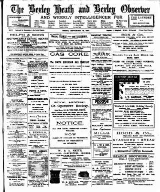 cover page of Bexley Heath and Bexley Observer published on September 18, 1914