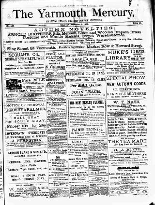cover page of Yarmouth Mercury published on November 2, 1889