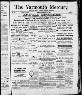 cover page of Yarmouth Mercury published on September 17, 1892