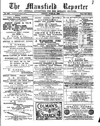 cover page of Mansfield Reporter published on June 18, 1880
