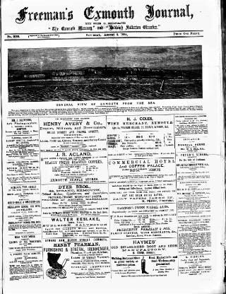 cover page of Exmouth Journal published on August 2, 1884