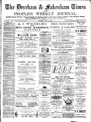 cover page of Dereham and Fakenham Times published on May 4, 1889