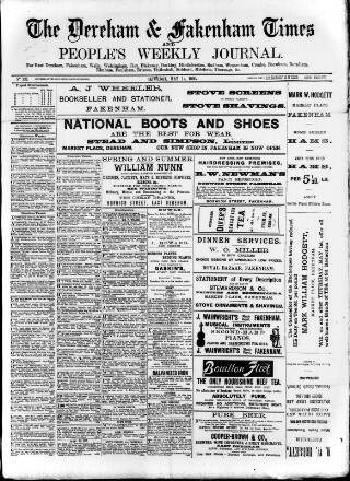 cover page of Dereham and Fakenham Times published on May 17, 1890