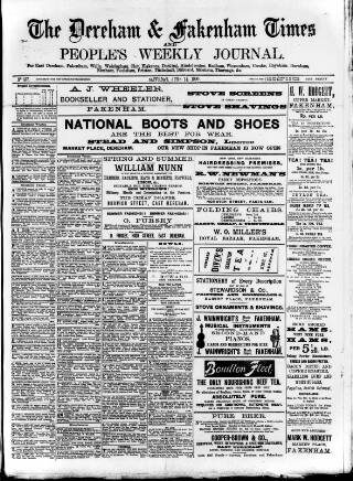 cover page of Dereham and Fakenham Times published on June 14, 1890