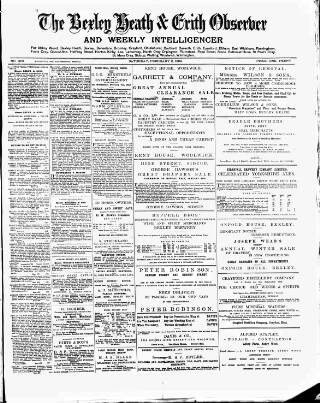cover page of Bexley Heath and Bexley Observer published on February 2, 1889