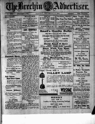 cover page of Brechin Advertiser published on September 17, 1940