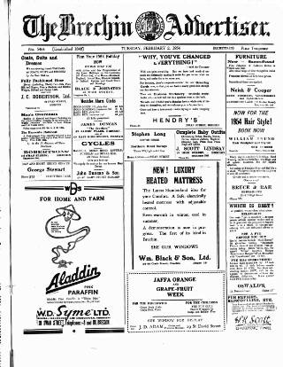 cover page of Brechin Advertiser published on February 2, 1954