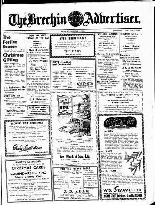 cover page of Brechin Advertiser published on December 14, 1961