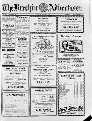 cover page of Brechin Advertiser published on November 2, 1967
