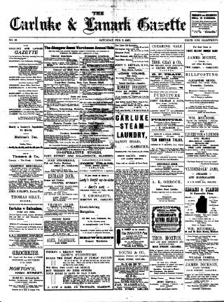 cover page of Carluke and Lanark Gazette published on February 2, 1907