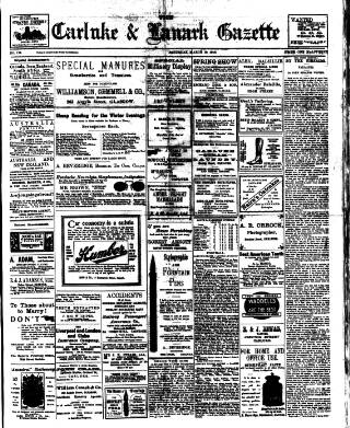 cover page of Carluke and Lanark Gazette published on March 19, 1910