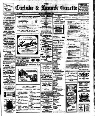 cover page of Carluke and Lanark Gazette published on September 17, 1910