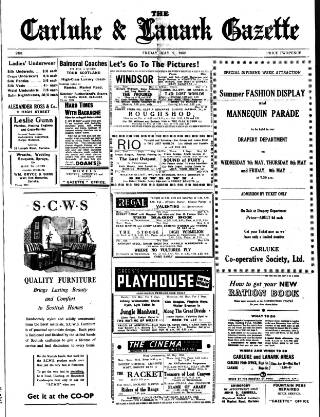 cover page of Carluke and Lanark Gazette published on May 2, 1952