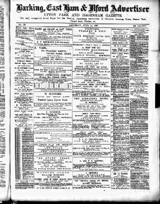 cover page of Barking, East Ham & Ilford Advertiser published on June 18, 1892