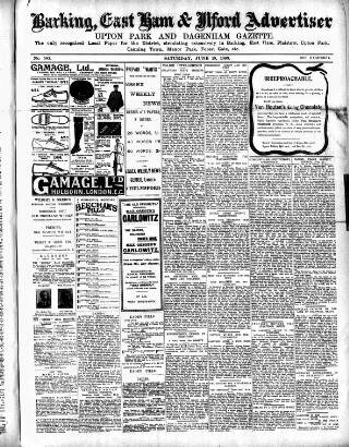 cover page of Barking, East Ham & Ilford Advertiser published on June 18, 1898