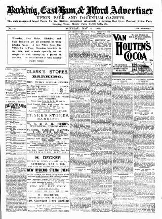 cover page of Barking, East Ham & Ilford Advertiser published on May 2, 1903