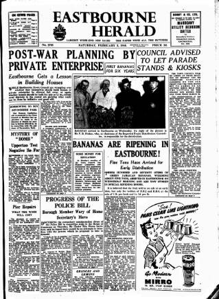 cover page of Eastbourne Herald published on February 2, 1946