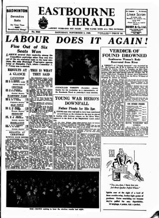 cover page of Eastbourne Herald published on November 2, 1946