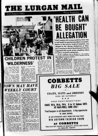 cover page of Lurgan Mail published on August 2, 1963