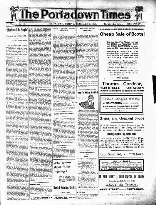 cover page of Portadown Times published on February 2, 1923