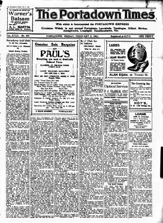 cover page of Portadown Times published on February 2, 1940