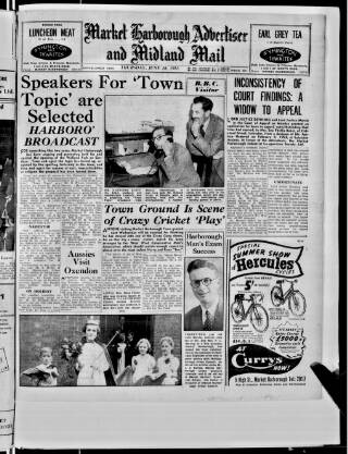 cover page of Market Harborough Advertiser and Midland Mail published on June 18, 1953