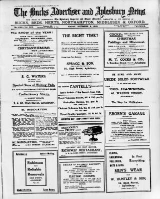 cover page of Bucks Advertiser & Aylesbury News published on November 2, 1928