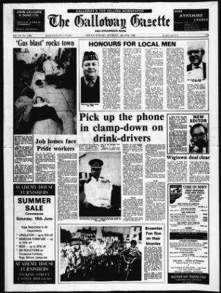 cover page of Galloway Gazette published on June 18, 1988