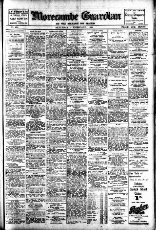 cover page of Morecambe Guardian published on February 2, 1924