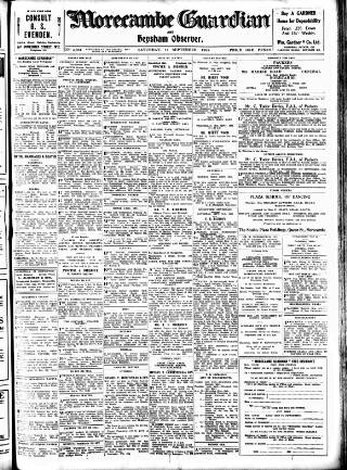 cover page of Morecambe Guardian published on September 17, 1938