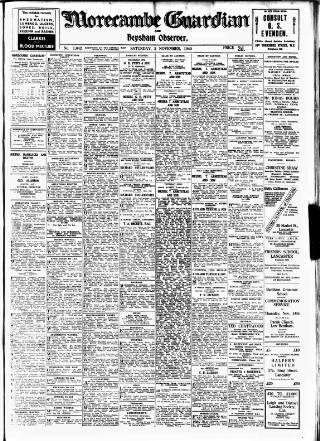 cover page of Morecambe Guardian published on November 2, 1940