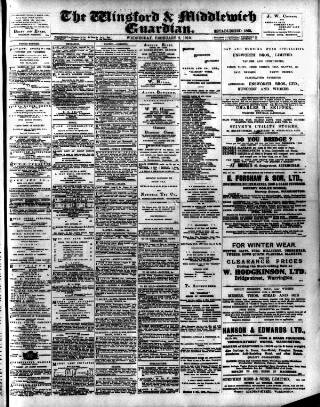 cover page of Winsford & Middlewich Guardian published on February 2, 1910