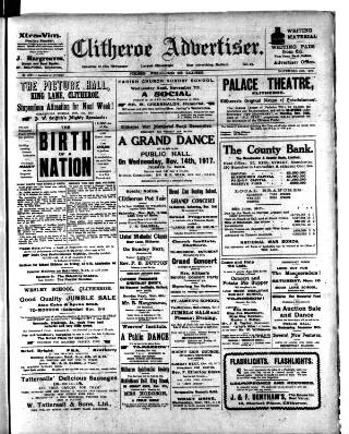 cover page of Clitheroe Advertiser and Times published on November 2, 1917