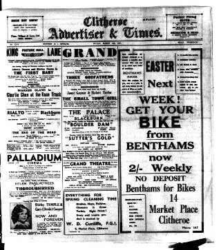 cover page of Clitheroe Advertiser and Times published on March 19, 1937