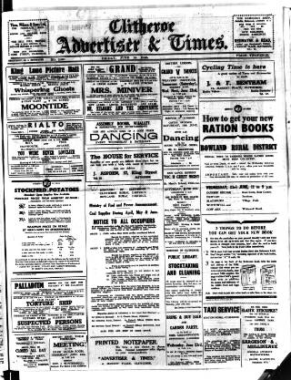 cover page of Clitheroe Advertiser and Times published on June 18, 1943