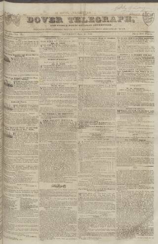 cover page of Dover Telegraph and Cinque Ports General Advertiser published on June 18, 1842