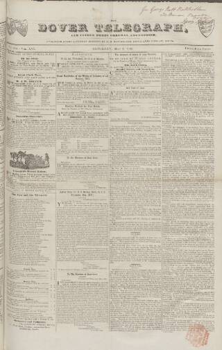 cover page of Dover Telegraph and Cinque Ports General Advertiser published on May 4, 1850