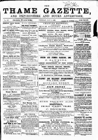 cover page of Thame Gazette published on May 2, 1865