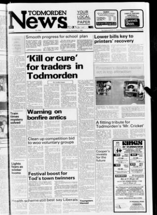 cover page of Todmorden & District News published on November 2, 1984