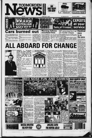 cover page of Todmorden & District News published on March 19, 1999