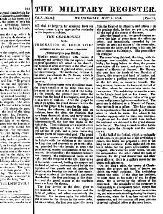 cover page of Military Register published on May 4, 1814