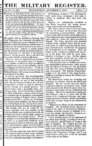 cover page of Military Register published on October 5, 1814