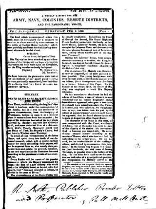 cover page of Military Register published on February 2, 1820