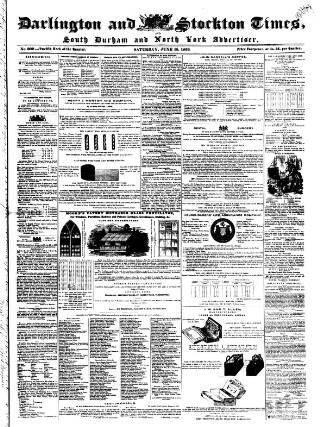 cover page of Darlington & Stockton Times published on June 18, 1853